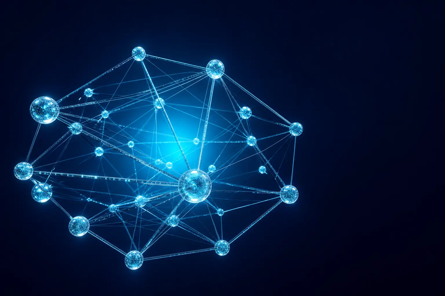 Red de malla de aerogel luminosa con nodos cian representando el ecosistema de partners certificados de OpenAI
